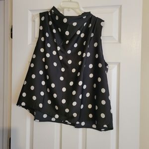 Worthington XL blouse black white polka dot